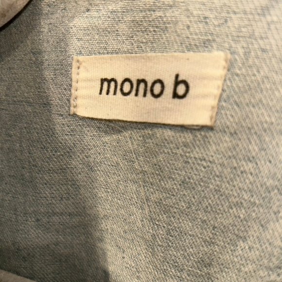 mono b light wash denim chambray epaulets jean jacket L - Picture 3 of 5